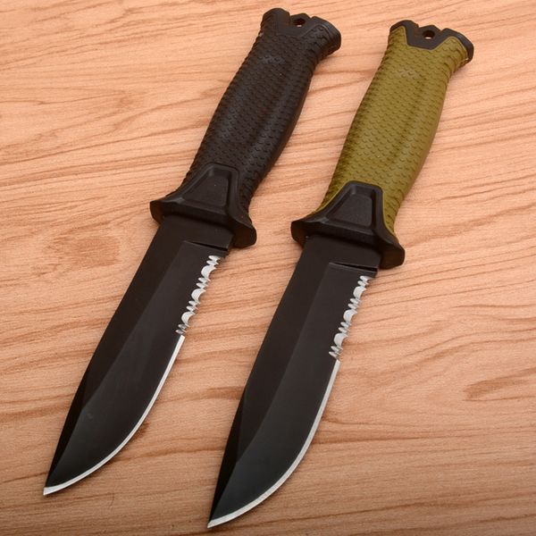 GB G1500 Survival Straight knife 4 Models 12C27 Sawtooth Black Titanium Coated Drop Point Hoja fija Camping Senderismo Caza Cuchillos tácticos con funda Kydex