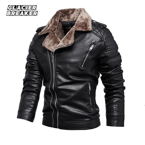 GB hommes vestes en cuir automne décontracté moto veste en polyuréthane coupe-vent Biker hiver manteaux en peluche marque vêtements 240106