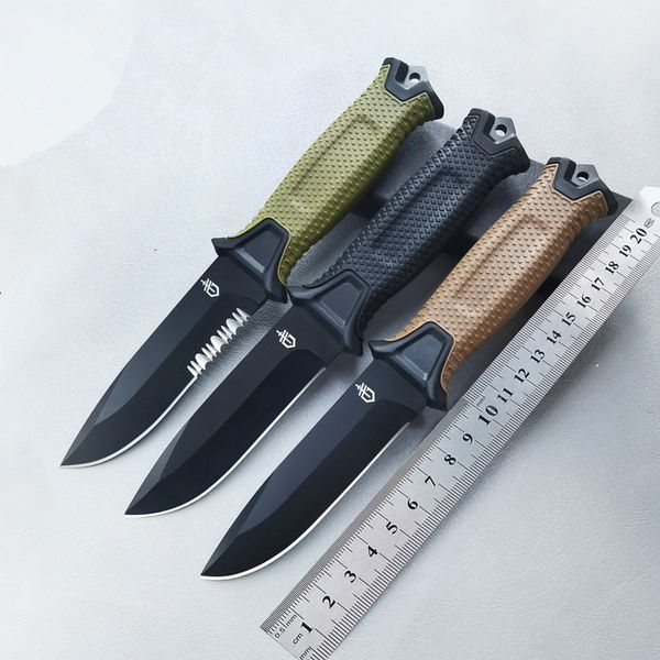 GB-cuchillo de caza fijo con hoja de acero inoxidable, cortador para supervivencia y acampada, herramienta EDC, cuchillos tácticos para exteriores