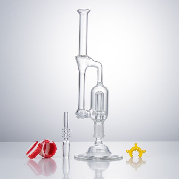 GB007 Kit collecteur de nectar Environ 8,9 pouces Filtre en verre Tuyaux barboteurs avec pointes en Ti de 14 mm ou base de bécher à ongles en quartz Banger Vortex Bong en verre Recycler Plate-forme pétrolière