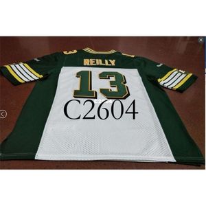 GC2604 Goedkope Edmonton Eskimos #13 Mike Reilly White Green College Jersey of Custom enige naam of nummertrui