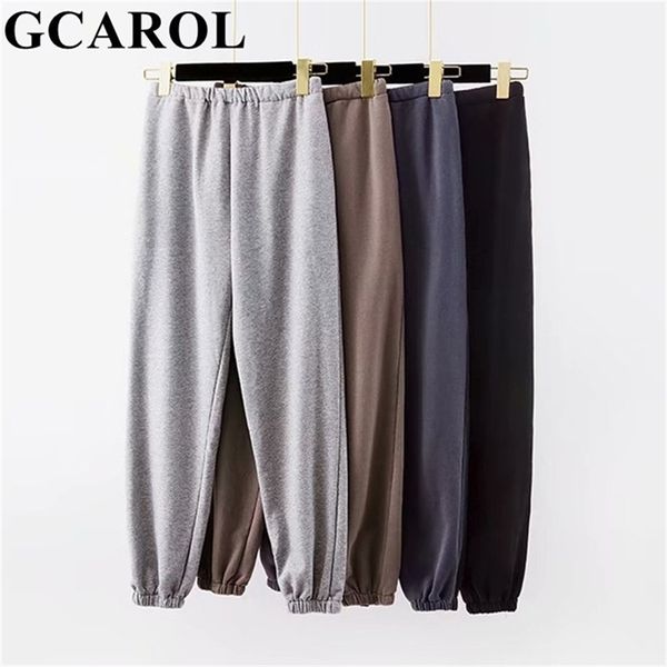 GCAROL New Womens Terry Cotton Blends Loose Harem Pants High Elastic Waisted Sweatpants Stretch Oversized Trendy Sports Pants 201113