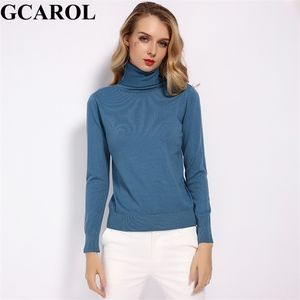 GCAROL femmes 30% laine col roulé pull mince automne hiver pull rendre tricot basique pull couleur unie OL dame hauts tricotés