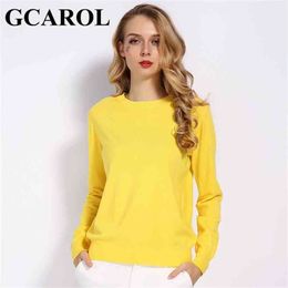 Gcarol Mujeres Candy Knit Jumper 30% Lana Slim Suéter Primavera Otoño Invierno Soft Stretch Render Jersey Use S-3XL 210914