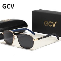 GCV Brand Classic Pilot Square Polaris Sungasses Frame Metal Homme Driving Mâle Sun Glasshes Eyewear UV Blocking Luxury 240515