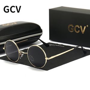 GCV Merk Koperlegering Steampunk Ronde Gepolariseerde Zonnebril Vintage Mannen Vrouwen Mannelijke Vrouwelijke Zonnebril Klassieke UV400 Metalen Frame