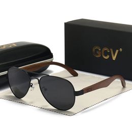 GCV Gafas de sol de madera hecha a mano Gafas de sol polarizadas para hombre UV400 Eyewear de gafas Miradoras de nogal Oculos G369 240321
