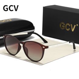 GCV Ultra Light Tr90 Sunglasses Men Femelle Femelle Polaris Tac Lens conduisant des verres de soleil Femmes Sports Cat Eye Butterfly Circular 240515