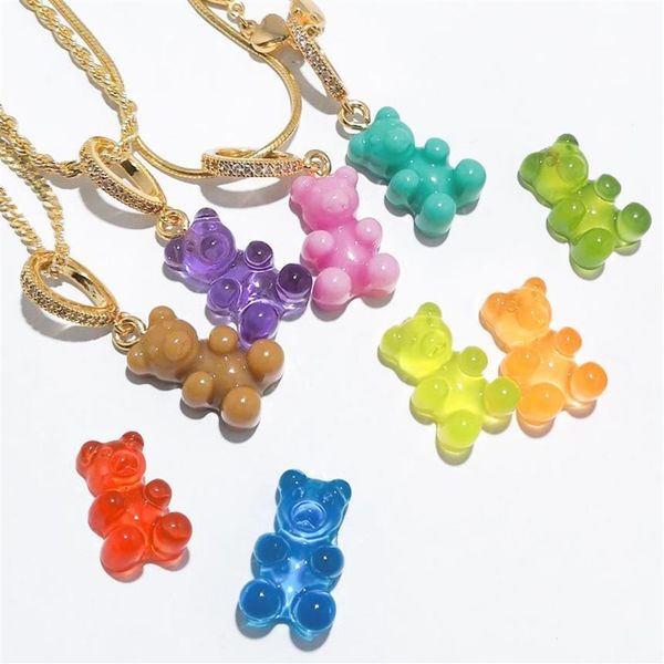 GD Same Crystal Korea East Gate Color Bear Gummy Colgante Collar en forma de corazón Accesorios de joyería para hombres y mujeres Wome176p