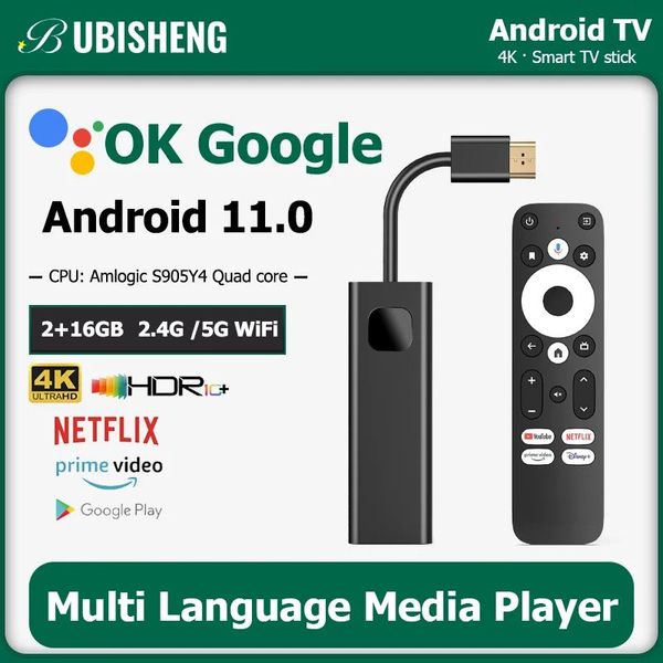 GD1 Android 11.0 TV Stick 4K Ultra HD dispositif de Streaming certifié Google TV Box 2GB + 16GB Dolby Audio HDR10 + WiFi 6 Bluetooth5.0