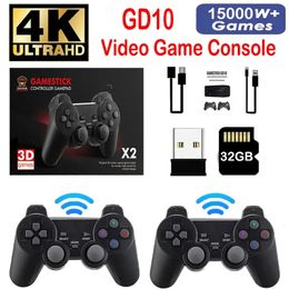 GD10 32GB Ingebouwde 15000 Retro Game Console 4K TV Stick Dual Handle Draagbare Thuis Voor PS1 PSP 60 fps Uitgang 240123