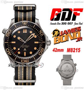 GDF 007 Miyota M8215 Automatisch herenhorloge No Time to Die Stalen kast Zwarte keramische wijzerplaat Nato nylon band 210.92.42.20.01.001 2023 Puretimewatch-horloges