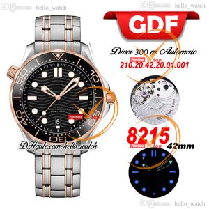 GDF Diver 300M 42M 210.20.42.20.01.001 MIYOTA 8215 Automatic Homme Watch Texture Black Texture Céramique Céramique Bracelet Gold Rose Date Gents Gents Hello_watch E282E