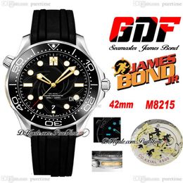 GDF DIVER 300M MIYOTA 8215 Automatische heren Watch 42 mm 007 50e zwarte textureerde wijzerplaat Zwart Rubber 210 22 42 20 01 004 Nieuwe Puretime B2218H