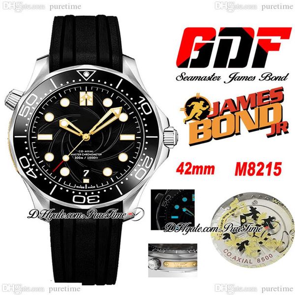 GDF Diver 300M Miyota 8215 montre automatique pour hommes 42mm James Bond 007 50th cadran texturé noir caoutchouc noir 210 22 42 20 01 004 nouveau 259s