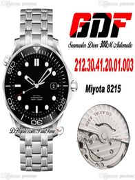 GDF -drive 300m Miyota 8215 Automatische heren Watch Keramische witte glazuur Duikschaal Bezel Black Dial 21230412001003 Roestvrij S5195429