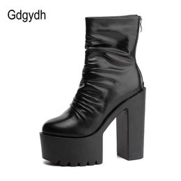 GGGYDH 2021 Nieuwe Herfst Winter Platform Laarzen Hoge Hakken Terug Zipper Zwart Wit Korte Laarzen voor Dames Waterdichte Gotische Schoenen Y0914