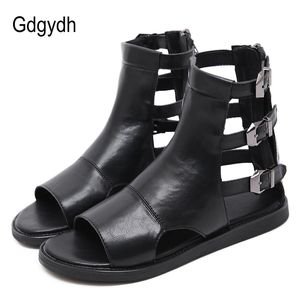 Gggydh mode gesp platte sandalen zomer vrouwen Romeinse stijl open teen vintage Europese platte hakken gladiator schoenen vrouwelijke zomer