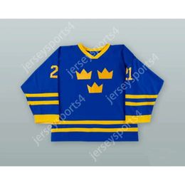 GDSir Custom Blue Peter Forsberg 21 Sweden National Team Hockey Jersey Nouveau Top Ed S-M-L-XL-XXL-3XL-4XL-5XL-6XL
