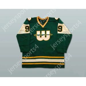 GDSIR CUSTUCH GREEN 9 GORDIE HOWE WHA ANGLAND WHALERS HOCKEY JERSEY NOUVEAU TOP ED S-M-L-XL-XXL-3XL-4XL-5XL-6XL