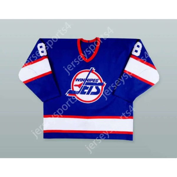 GDSir Custom Teemu Selanne 8 Winnipeg Jets Hockey Jersey New Top Ed S-M-L-XL-XXL-3XL-4XL-5XL-6XL