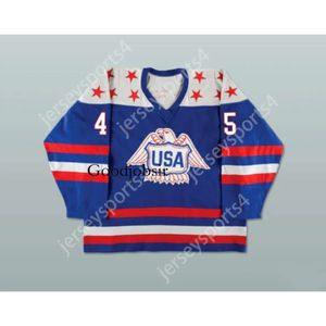 GdSir Custom USA Eagle Donald Trump 45 Blue Hockey Jersey New Top Ed S-M-L-XL-XXL-3XL-4XL-5XL-6XL