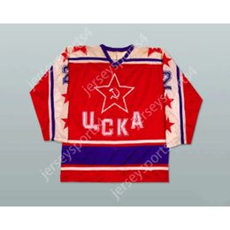 GDSIR CUSTUCH VICHESLAV FETISOV SOVIET SOVIET ARMY HOCKEY JERSEY NOUVEAU TOP ED S-M-L-XL-XXL-3XL-4XL-5XL-6XL