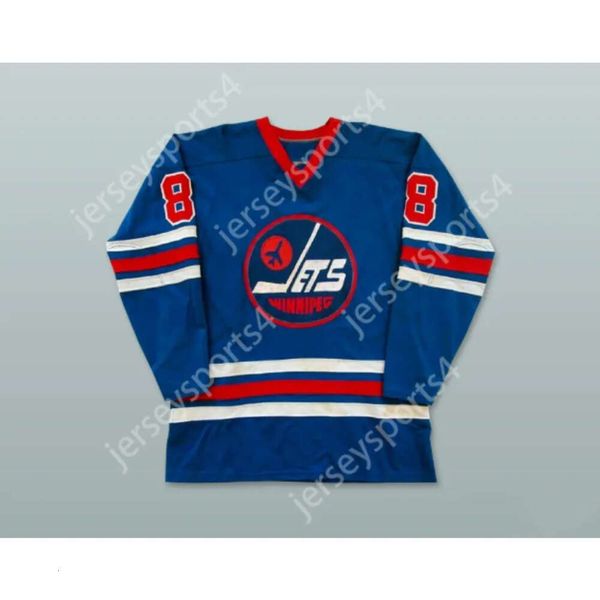 GDSIR CUSTOM WHA 1974-75 Winnipeg Jets Perry Miller 8 Away Hockey Jersey Nouveau Top Ed S-M-L-XL-XXL-3XL-4XL-5XL-6XL