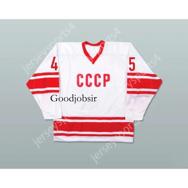 GdSir Custom White Donald Trump 45 CCCP Russian Team Hockey Jersey Fake News New Top Ed S-M-L-XL-XXL-3XL-4XL-5XL-6XL