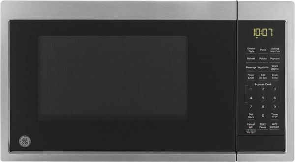 GE Four à micro-ondes intelligent de comptoir avec technologie Scan-to-Cook et connectivité Wifi, capacité de 0,9 pieds cubes, 900 watts, essentiels pour la cuisine domestique