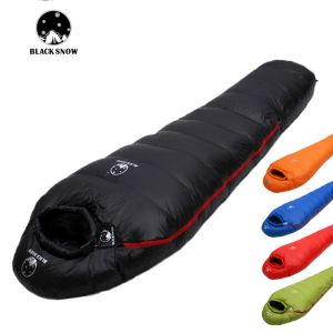 Uitrusting Black Snow Outdoor Camping Slaapzak Zeer Warm Met Dons Gevuld Volwassen Mummie Stijl Slaapzak 4 Seizoenen Camping Reisslaapzak