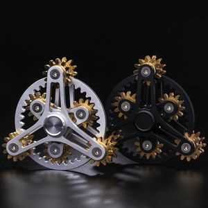 Gear Linkage Metal Fidget Spinner Cobre EDC Hand Spinner Anti Stress Finger Game Fingertip Gyro Toys para regalos para adultos 240312