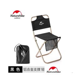 Gear opslag en onderhoudsmeubilair Naturehike buiten draagbare vouwstoel picknick cam slipresistente aluminium vrije tijd terug vis otsq8