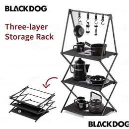 Peroublement de stockage et de maintenance NatureHike Blackdog Cam 3lay Shelf Outdoor Portable Aluminium ALLIAGE PLACK Cadre de pique-nique DHNHQ