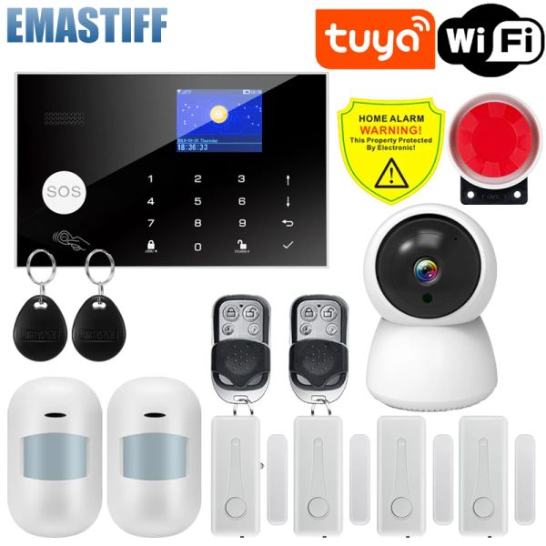 Gear Tuya WiFi GSM Alarm System 433MHz Home Wireless Fambarch Security Alarm Tuya / Smart Life App compatible avec Alexa Google Home