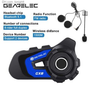 GEARELEC GX8 Intercom Moto Casque Bluetooth Casque Haut-Parleur 8 Rider 1,5 km Moto Communicateur Partage de Musique FM Interphone Q230831