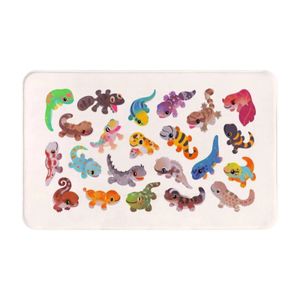 Gecko-Bright Tapis de Porte Confortable Tapis Tapis Coussin de Pied Lézard Reptile Animal Kawaii Mignon Adorable Pikaole Biologie Enfants 240111