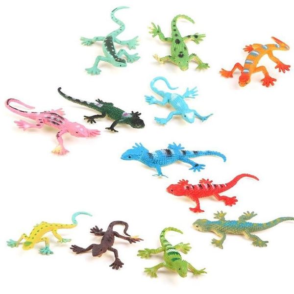 Gecko petit lézard en plastique Simulation réalité décoration jouets pour enfants 12 pièces objets décoratifs Figurines210D