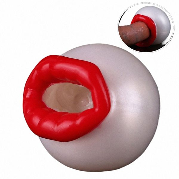 Geeba New Red Lip Glans Trainer Hommes Str Relief Doll Soft Silice Mâle Masturbateur Pénis Massage Sex Toys Pour Adulte M9Jg #