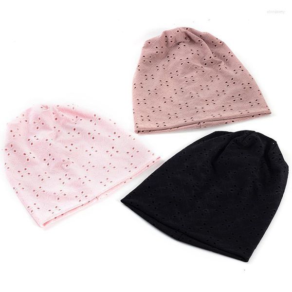 Geebro, gorro de verano con diseño hueco, transpirable para mujer, gorro de punto de Color sólido para mujer, gorro liso, gorro/gorras de calavera Oliv22