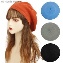 Geebro femmes 15 couleurs doux décontracté tricoté béret femme mode Vintage solide tricot bérets Streetwear peintre chapeau L230523