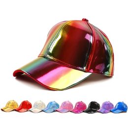 Geebro Vrouwen Mode Regenboog Kleur Verkleuring cap Lederen Baseball Cap hiphop Hoeden Verstelbare Bone Pet 240103