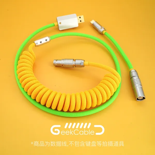GeekCable – câble de données pour clavier mécanique personnalisé, fait à la main, pour thème GMK SP, ligne de capuchons de touches, coloris jaune et vert