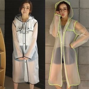 Geekinstyle Mode Femmes Transparent Eva Plastique Filles Raincoat Voyage imperméable Rainwear Adulte Poncho Manteau de pluie extérieur 201202