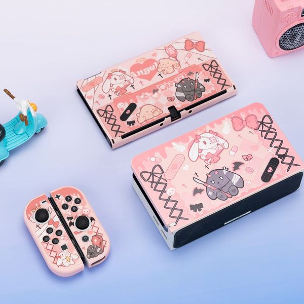 Geekshare Rabbit Protective Case pour Nintendo Switch / Switch Oled Dock Cover Kits Couverture de couverture NS ACCESSOIRES Gothic Bunny Series