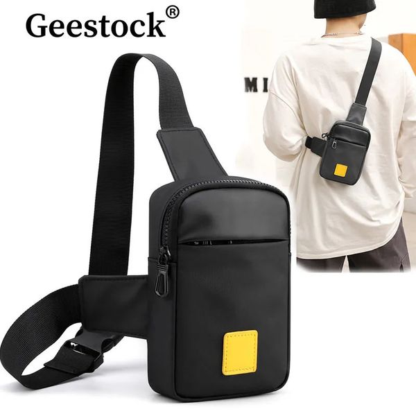 Geestock Multifonctional Mens Sac à épaule sport Sacs de bandoulière extérieur Sacs décontractés en nylon Sling Chéchante Mobile Phone Pocket 240407