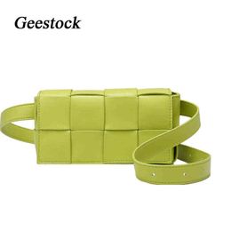 Geestock Weave Chest Bag voor vrouwen Leather Flap Taille Packaging Fashion Messenger Belt vrouwelijke schoudertelefoon eenvoudige handtas J220705