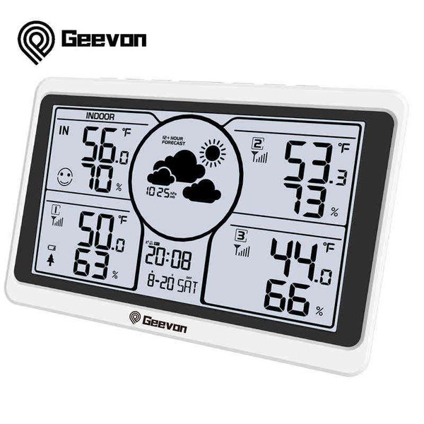 Geevon LED Numérique Snooze Horloges De Bureau Avec Jauge De Température Et D'humidité Station Météo Intérieure Table Montre Temps Réveil 211111