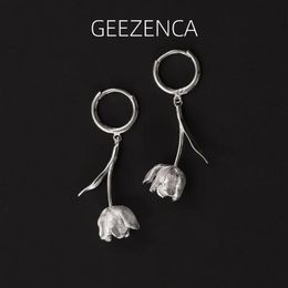 GEEZENCA 925 en argent Sterling tulipe boucles d'oreilles pour les femmes français Chic minimaliste luxe cerceau boucle d'oreille cadeau 240401