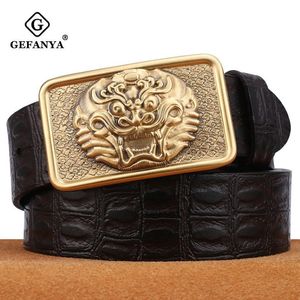 Gefanya Men's Gretic Coue en cuir ceinture vintage jeans bracelet ceinture double broche boucle de boucle ceintures en cuir pour hommes cadeau